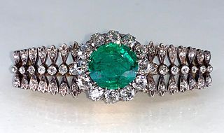 Antique Colombian Emerald, Gold, Diamond and Platinum