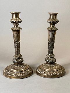 Pair of English Silver Candlesticks, Birmingham,1815