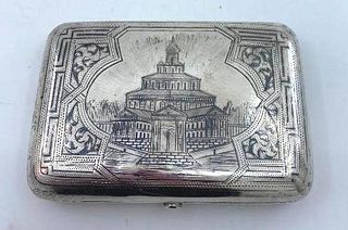 Russian Silver and Niello Cigarette Case, 19thc.