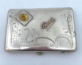 Russian Silver and Gold Cigarette Case, Moscow, 20thc.