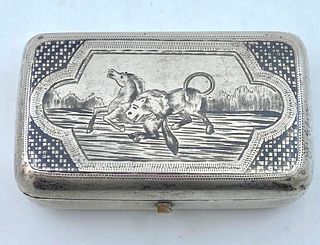 Russian Silver and Niello Cigarette Case, 1880