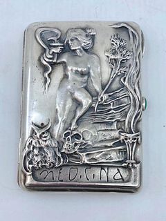 Russian Silver Cigarette Case, "Medicina"