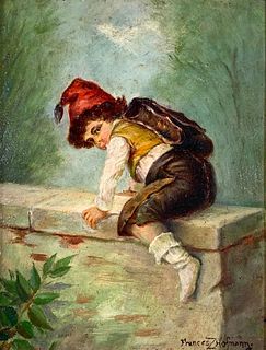 Frances Z.Hofmann Oil, Boy Climbing a Wall