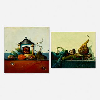 Robert Rasely, Blessing of the Harvest; Untitled Still-life with 2 Tendrils and a Japanese Lantern (two works)