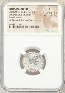 Ancient Augustus (27 BC-AD 14). Silver denarius 