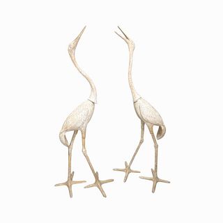 Pair of Life Size Wooden Cranes