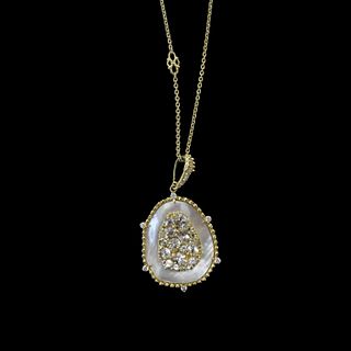 Judith Ripka Mother Of Pearl And Diamond Necklace