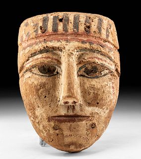Egyptian Ptolemaic Painted Gesso Mummy Mask