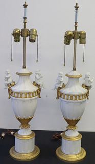 A Pair Of Quality Bronze Mounted Parian Urn
