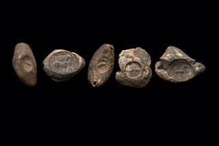 Lot of 5 Parthian clay bullae seals c.5th century AD. 