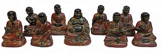 Nine Luohan Bronze Figurines, 19th C.