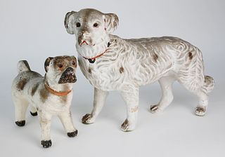 Two 1930s Chalkware Dogs