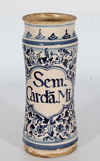 Albarelo en cerámica catalana de influencia francesa del siglo XVIII.