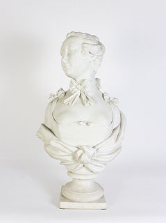 "Dama ". Busto en biscuit. Francia, siglo XIX.