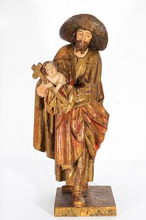 Escuela castellana del siglo XVI. "San José con el Niño portando la cruz".