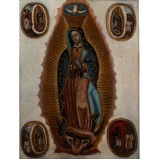 Escuela colonial, México, del siglo XVIII. "Virgen de Guadalupe".