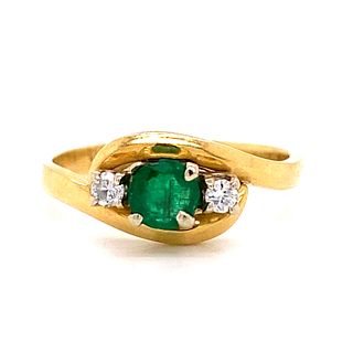 1920Õ 18K Diamond Emerald Ring