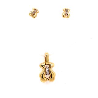 TOUS 18K Diamond Set Earrings & Pendant