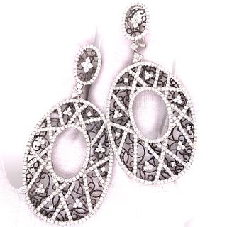18K Black & White Gold Diamond Drop Earrings