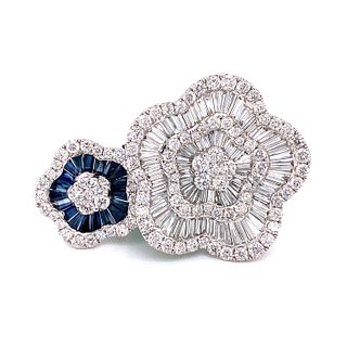 18K Sapphire Diamond Motif Ring