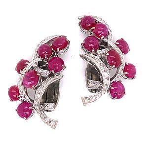 18K Diamond Ruby Earrings