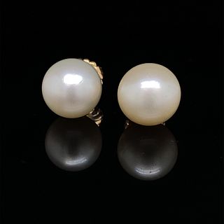 18K Cultured Pearl Earrings