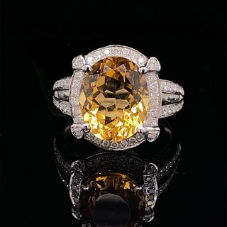 18K Citrine Diamond Ring