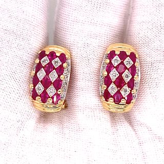 14K Ruby Diamond EarringsÊ