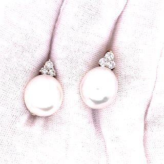 14K Pearl Diamond EarringsÊ