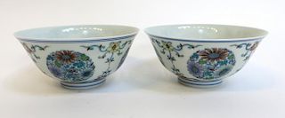 Pair Of Yongzheng Doucai Bowls