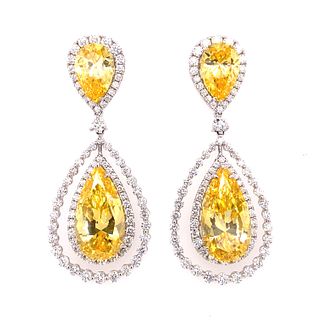 18K Diamond Yellow Sapphire EarringsÊ
