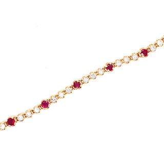 14K Diamond Ruby Tennis Bracelet