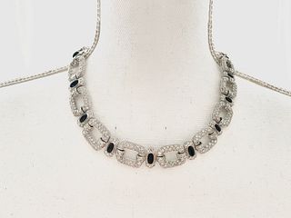 Platinum Diamond Onyx Necklace