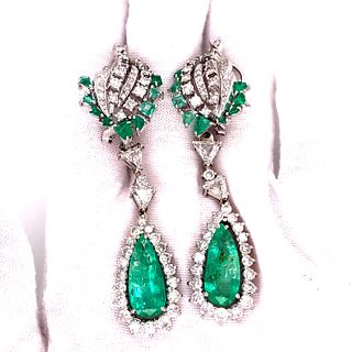 18K Emerald Diamond Earrings