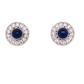 Platinum Diamond Sapphire Stud Earrings