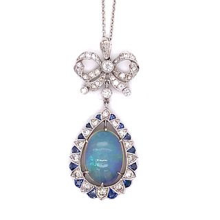 14K Opal Diamond Sapphire PendantÊ