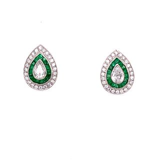Platinum Emerald Diamond EarringÊ