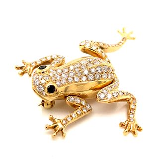 18k Diamond Movable Frog Brooch