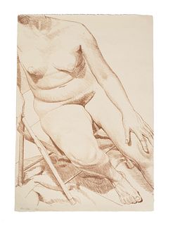Philip Pearlstein
(American, b. 1924)
Nude on Mexican BlanketandNude Sitting on a Chair)