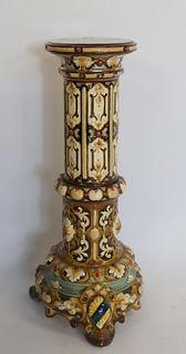 Antique Majolica Porcelain Pedestal