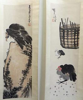 Set Of Two Chinese Watercolor Scrolls