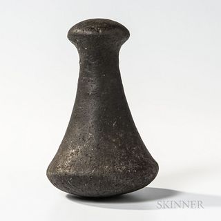 Hawaiian Poi Pounder, 19th century or earlier, basalt, well proportioned, with bulbous butt end and smooth sides, ht. 7 1/8 in.