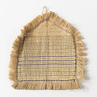 Maori Flax Bag, Kete muka, c. 1900, made from woven native flax fiber, with colored accents, the front panel with a geometric twisted f