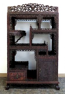 19th C. Chinese Rosewood Etagere