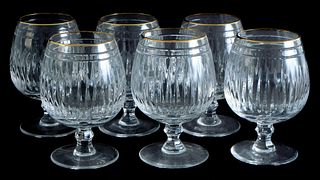 Set, 6 Waterford Crystal Brandy Stems Hanover Gold