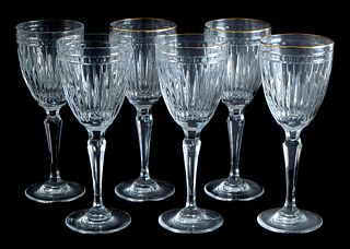 Set, 6 Waterford Crystal Wine Stems Hanover Gold