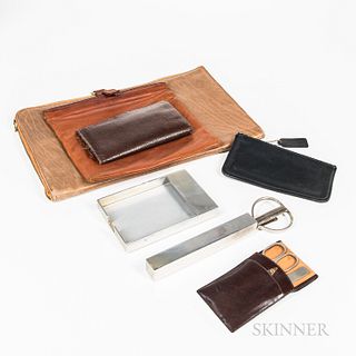 Group of Gentleman's Desk and Personal Items, including cased Cross desk scissors/letter opener set, a small zippered Coach purse, and