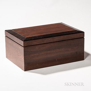 Inlaid Mahogany Humidor, late 20th century, with lift-out tray, (imperfections), ht. 7, wd. 14 1/2, dp. 10 in.