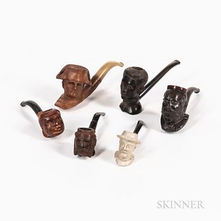 Six Pipes with Figural Bust Bowls.