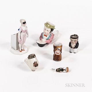 Group of Porcelain Smoking Items, including match safes and pipe bowls.